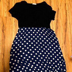 SMALLSHOW Navy Polka Dot Nursing Dress - Size Large